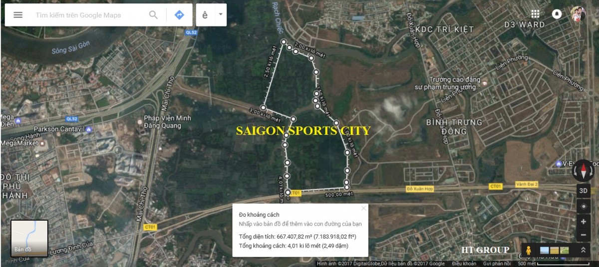 Hai phân khu I và II dự án Saigon Sports City qua vệ tinh